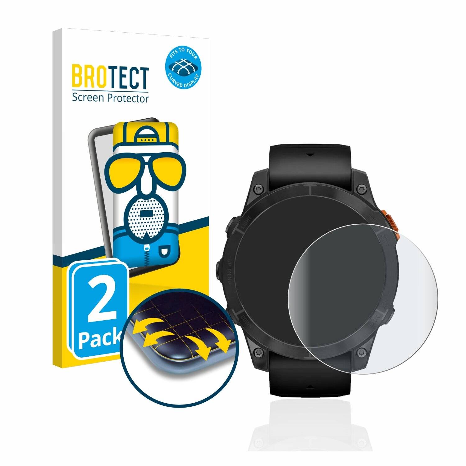 2x BROTECT Flex Matte Full-Cover Displayschutzfolie für Garmin Fenix 7 Pro Solar (47
