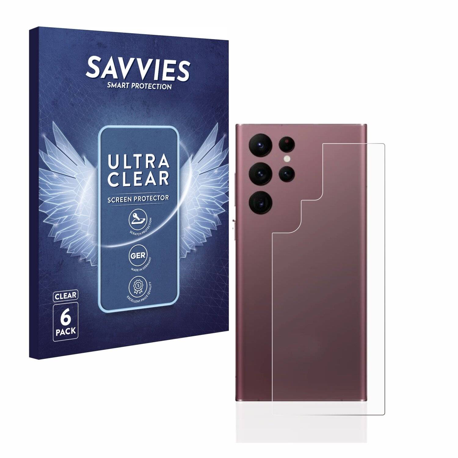 6x Savvies SU75 Displayschutzfolie für Samsung Galaxy S22 Ultra 5G Enterprise Edition