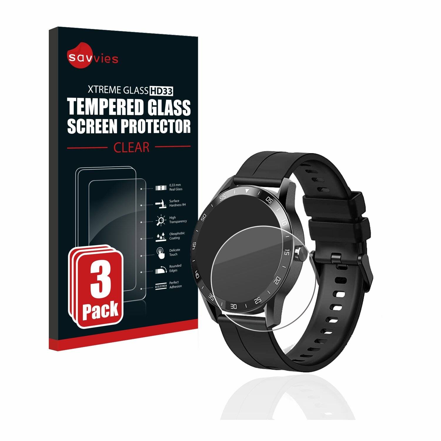 3x Savvies HD33 Clear Schutzglas für Iowodo