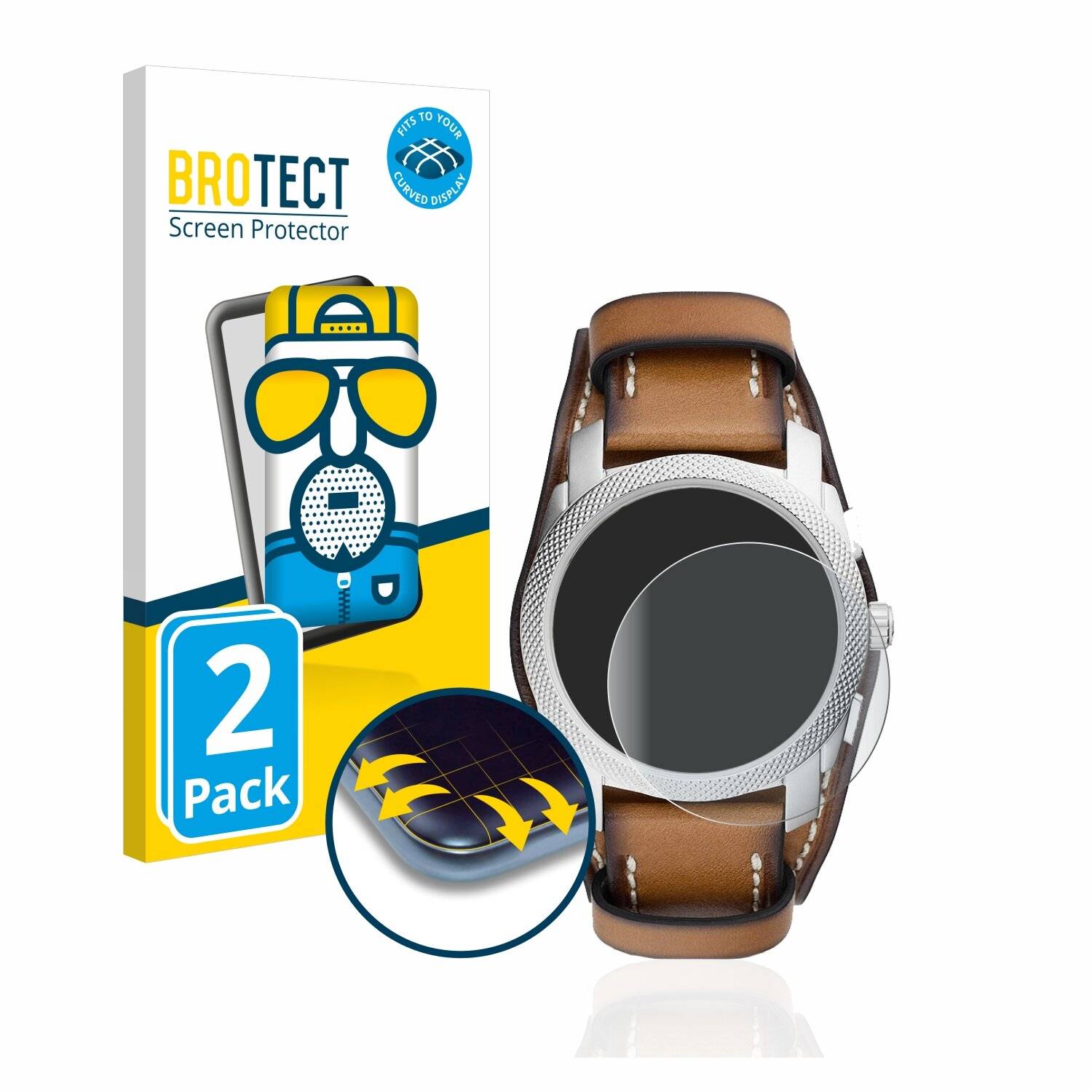 2x BROTECT Flex Matte Full-Cover Displayschutzfolie für Fossil Chronograph (42