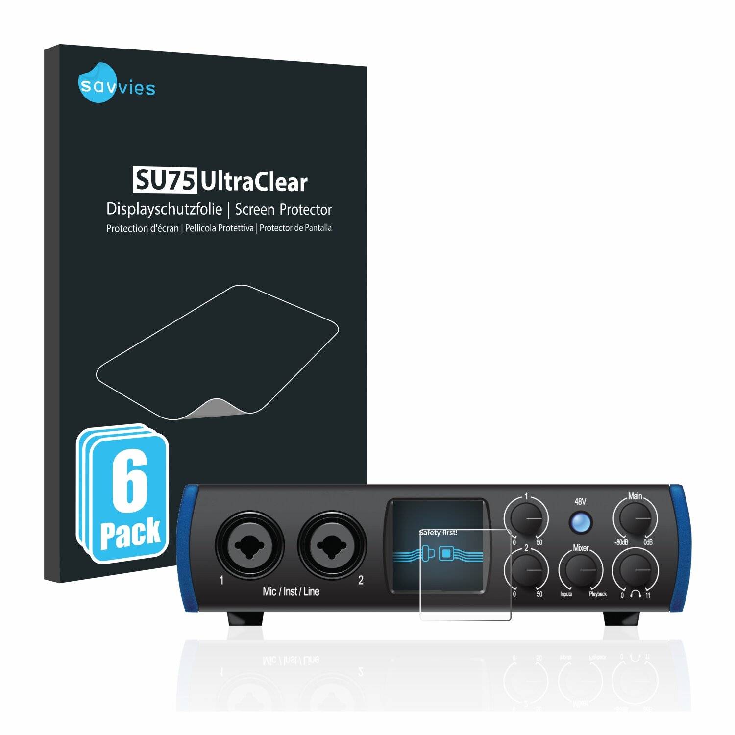 6x Savvies SU75 Displayschutzfolie für PreSonus Studio