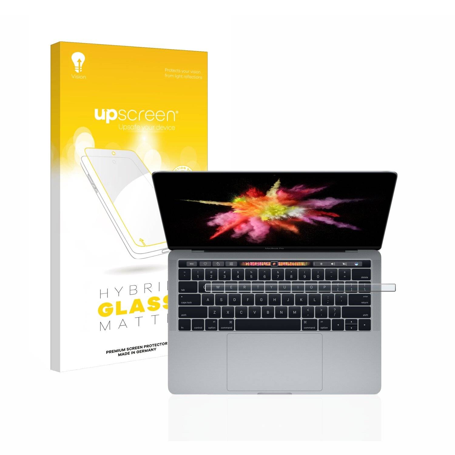 upscreen Hybrid Glass Matte Premium Schutzglas Folie für Apple MacBook Pro 13 2017 (Unteres