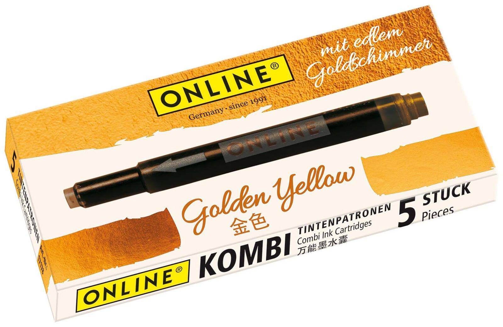 ONLINE 17178/12 Tintenpatronen für Fueller Golden Yellow 5 St.