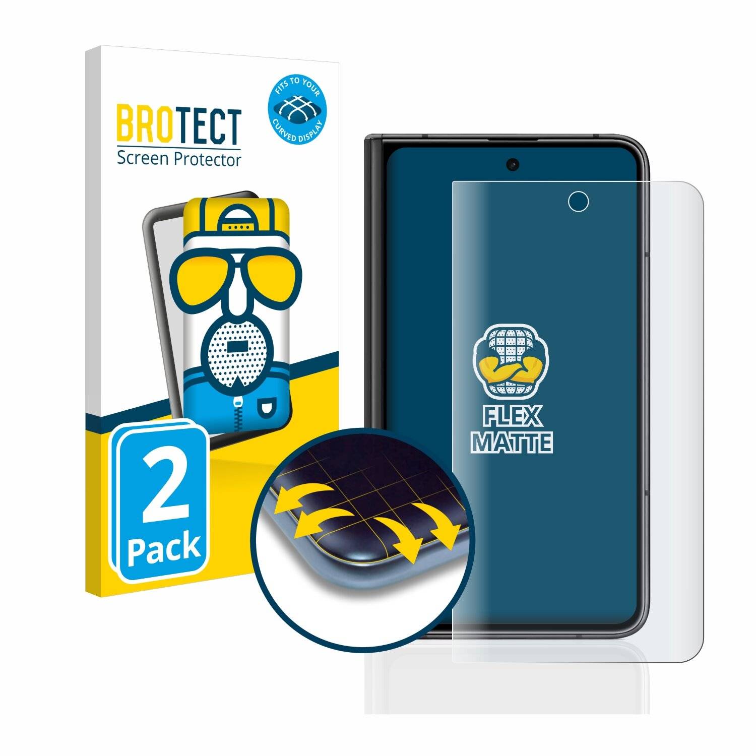 2x BROTECT Flex Matte Full-Cover Displayschutzfolie für Google Pixel Fold (Äußeres
