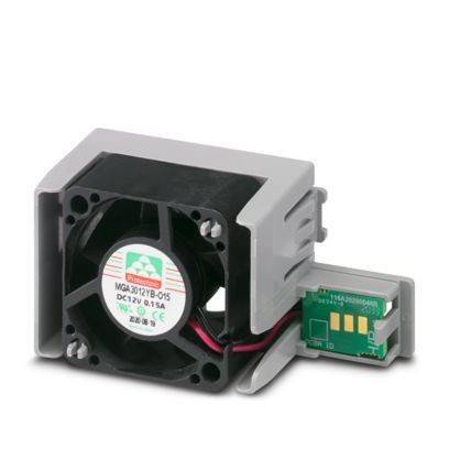 Ein kleiner Kühlventilator mit einem Etikett 