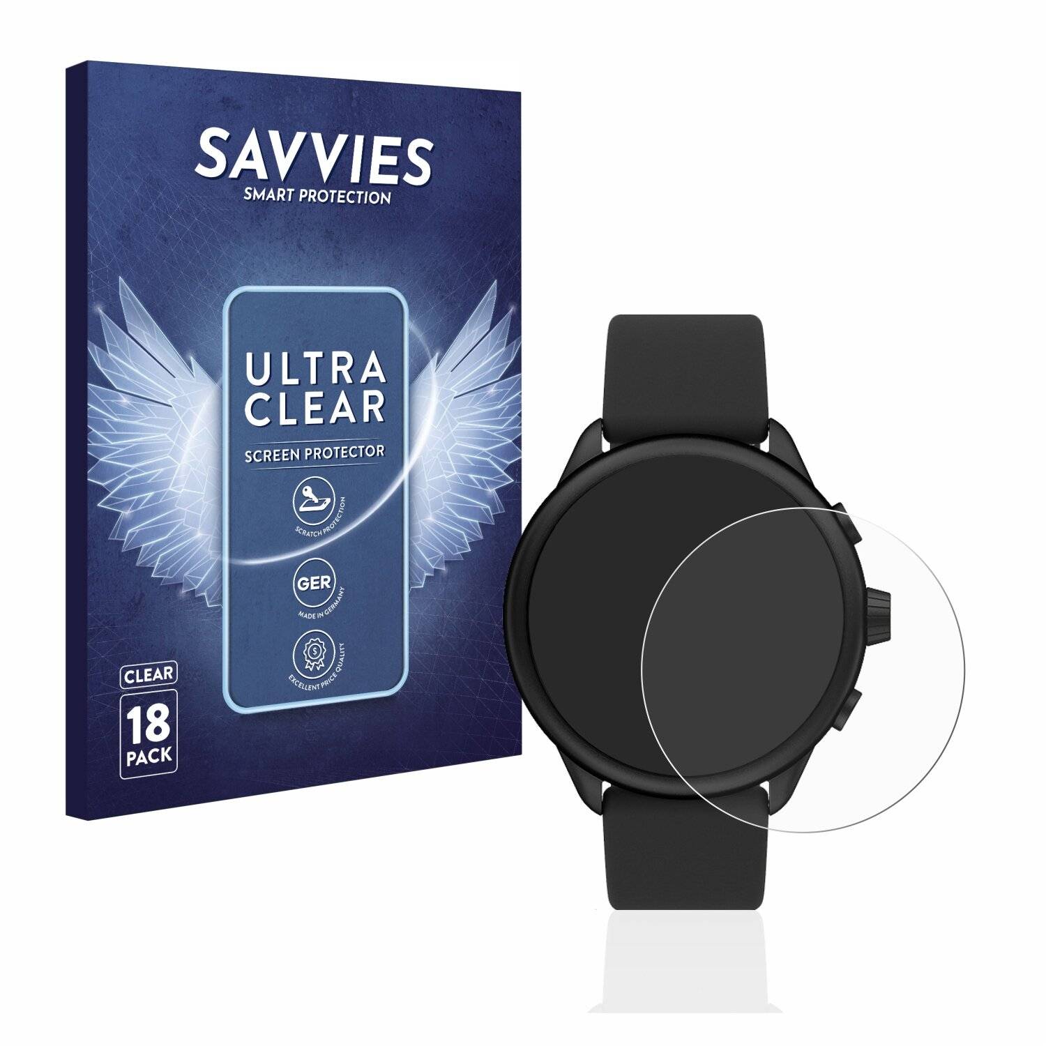 18x Savvies SU75 Displayschutzfolie für Fossil Smartwatch Wellness (Gen 6)