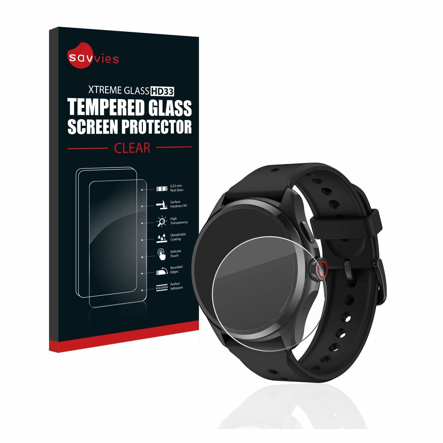 Savvies HD33 Clear Schutzglas für Mobvoi TicWatch Pro