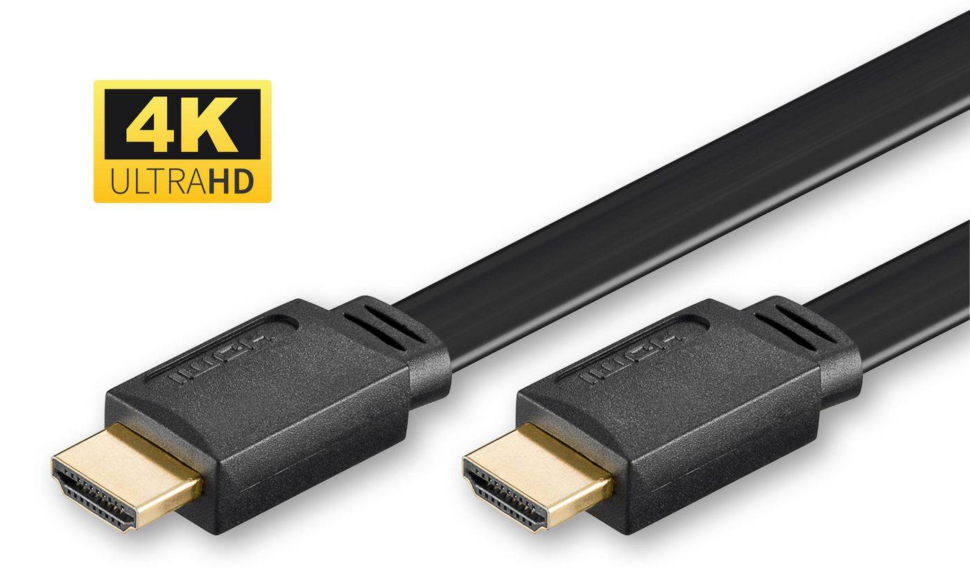Goobay HDMI 1.4b Flachkabel 3m, schwarz, Bulk