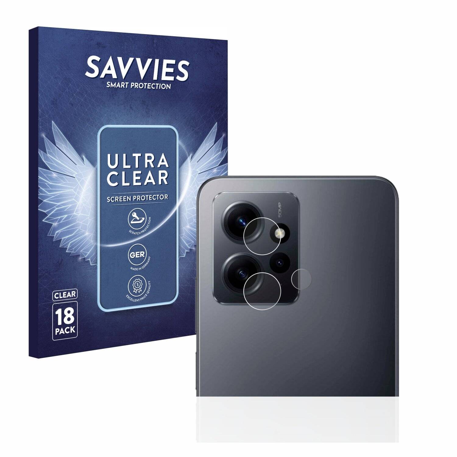 18x Savvies SU75 Displayschutzfolie für Xiaomi Redmi Note 12 4G (NUR