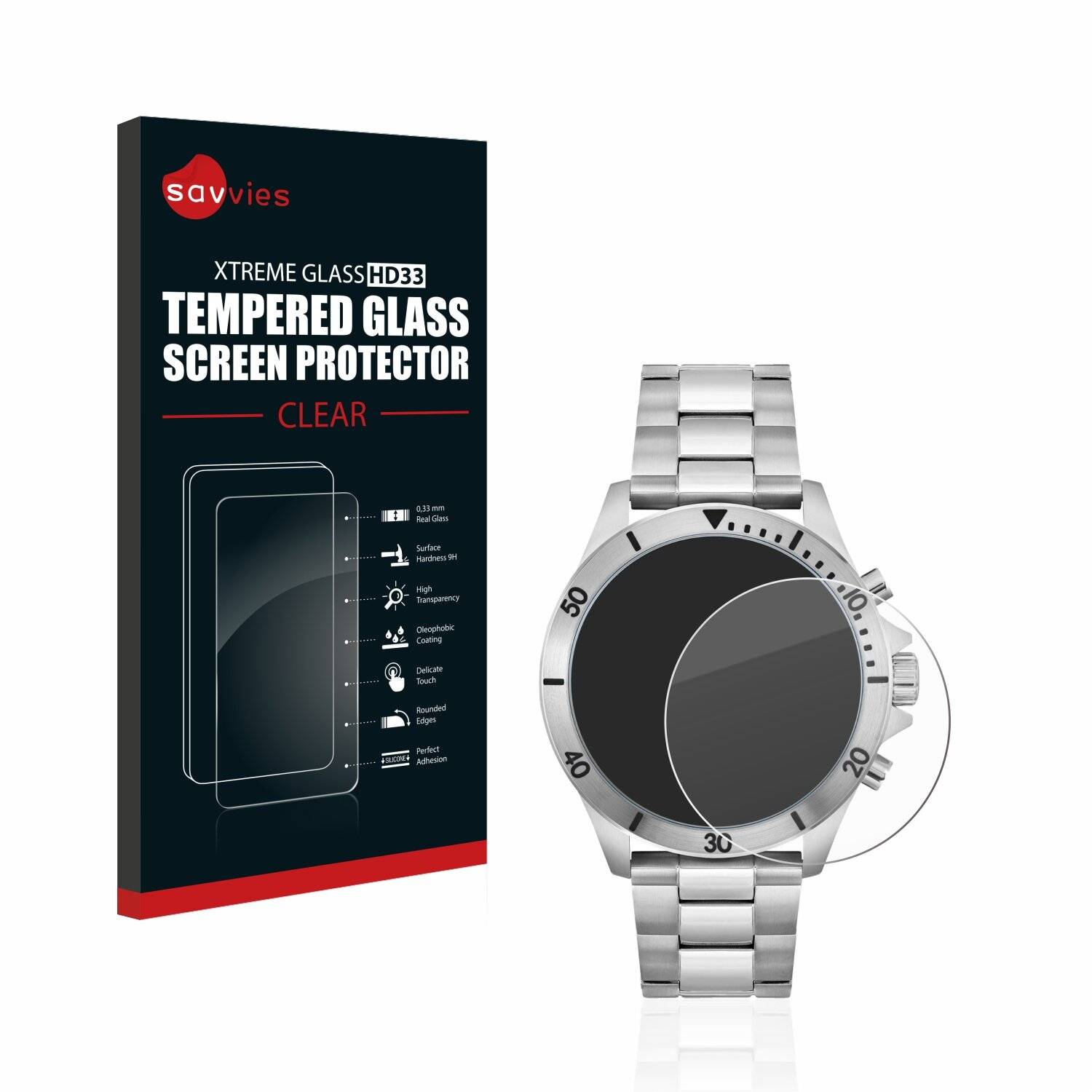 Savvies HD33 Clear Schutzglas für Hugo Boss Chronograph