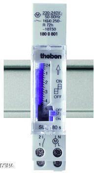 THEB Zeitschaltuhr analog SUL180A 24H mit Gangreserve Steckreiter 1TE Install.Baumaterial
