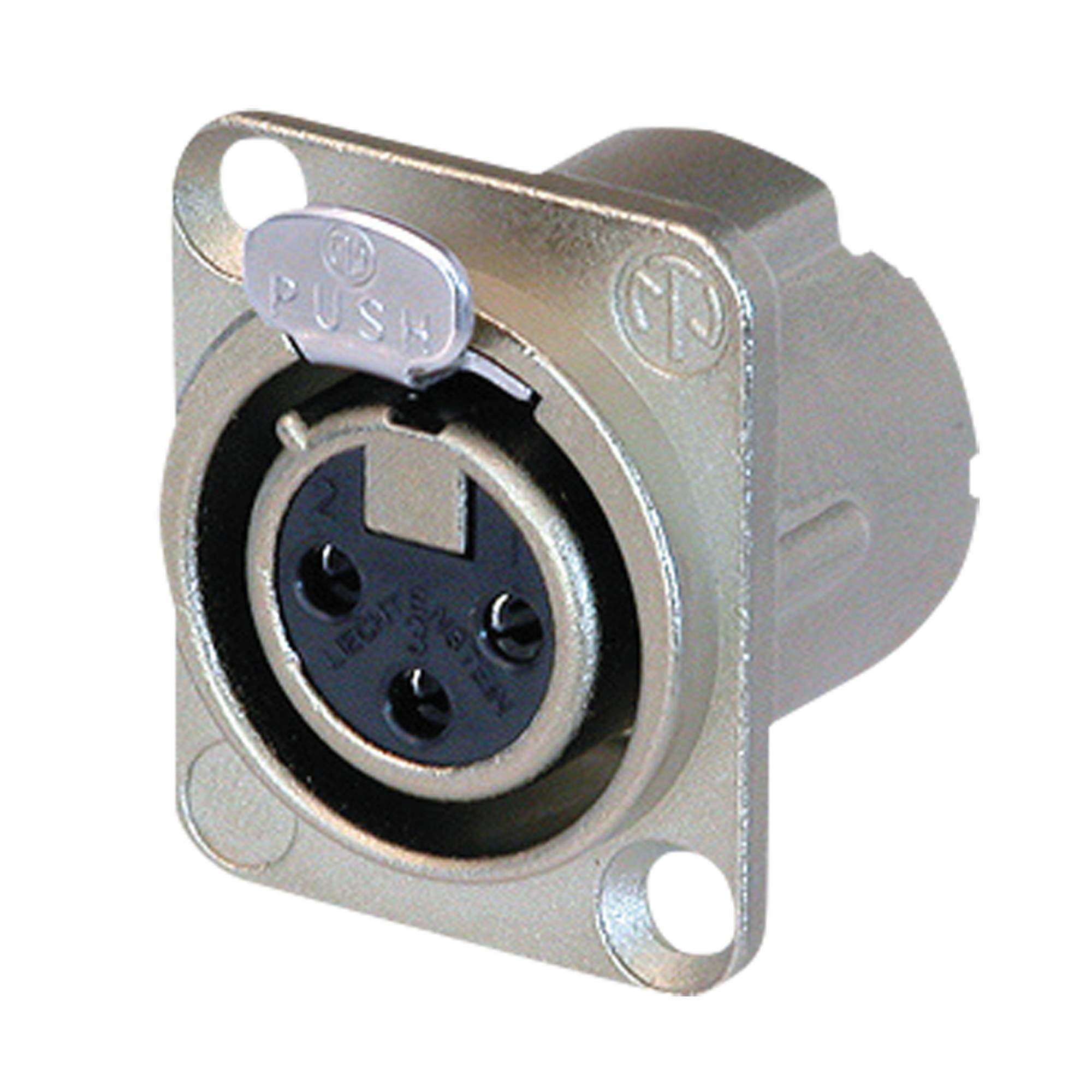 Neutrik XLR 3P Chassis - female Silberkontakte - Nickelgehäuse