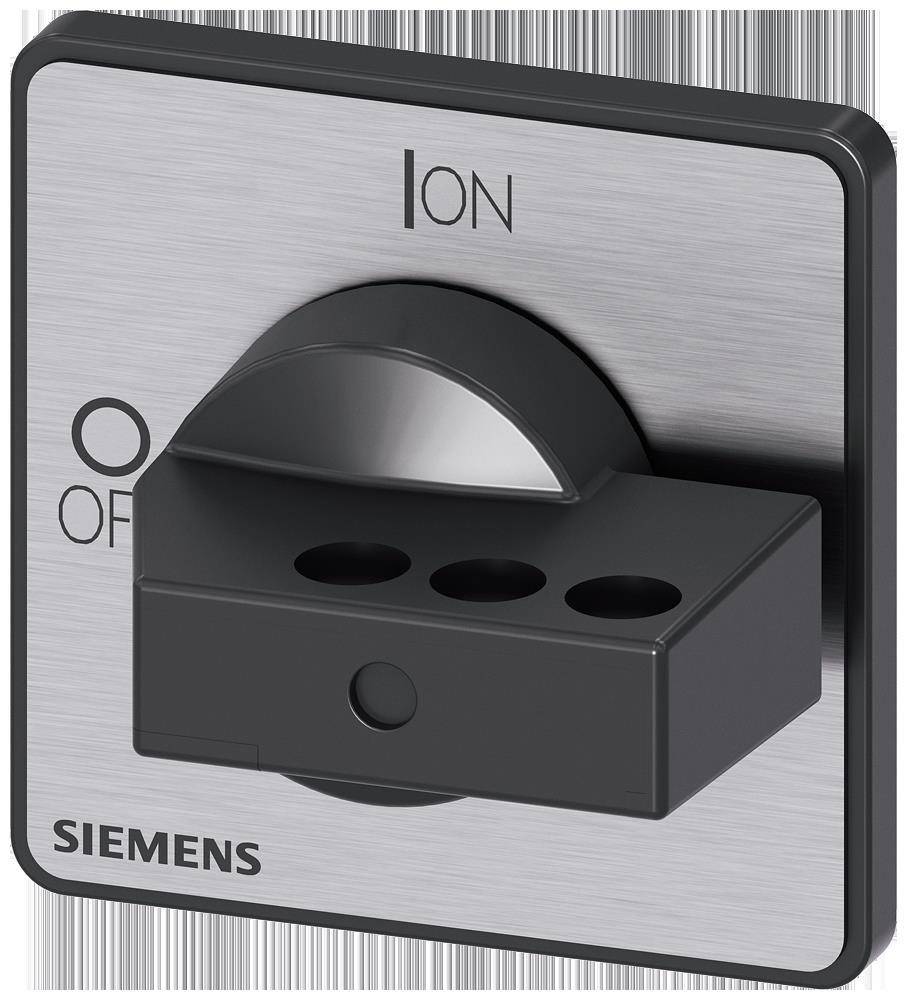 Schalttafel mit einem Umschalter, der die Ein- und Aus-Positionen anzeigt. 'Ein' befindet sich oben, 'Aus' links. Die Tafel ist mit 'SIEMENS' beschriftet.