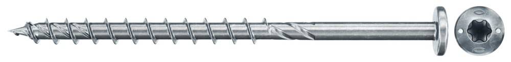 Eine Nahaufnahme einer Metallschraube, die ihre spiralförmigen Gewinde und eine scharfe Spitze zeigt, die zum Bohren in Materialien wie Holz oder Metall entwickelt wurde.