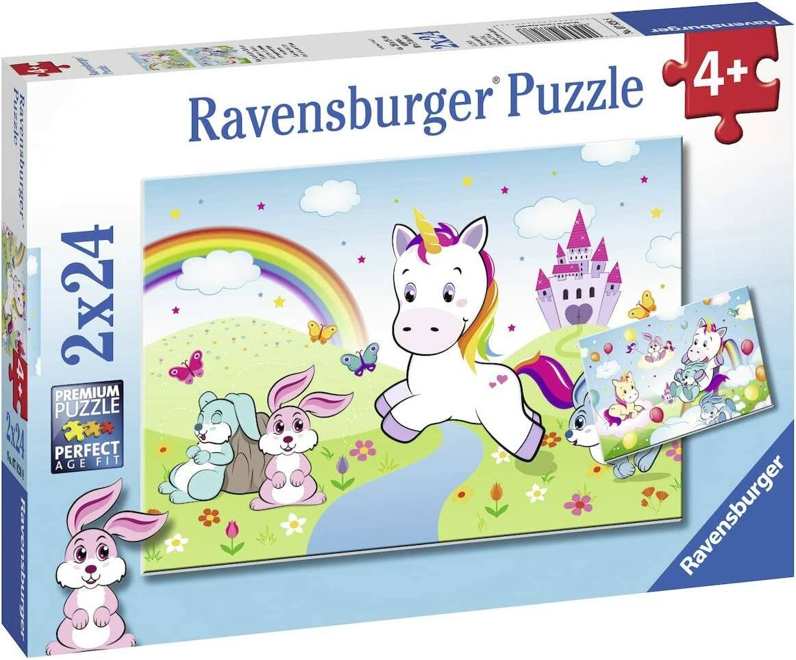 Puzzle 2x24 Teile Märchenhaftes Einhorn Zwei Puzzles für doppelten Puzzlespaß