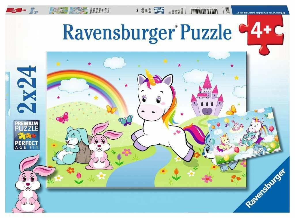 Puzzle 2x24 Teile Märchenhaftes Einhorn Zwei Puzzles für doppelten Puzzlespaß
