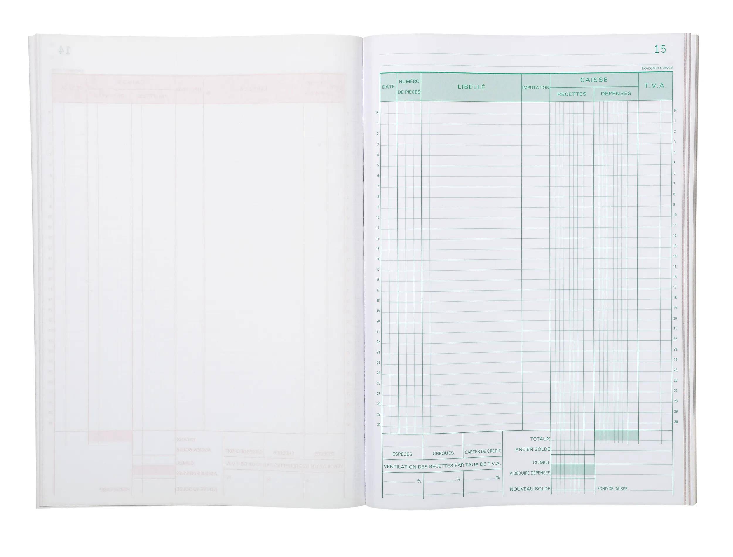 Exacompta 5x Kassenbuch A4 Einnahme-Ausgabe 50x2Bl - 23550E