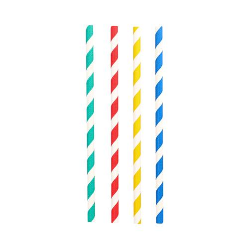 100 Shake-Halme, Papier Ø 8 mm · 21 cm farbig sortiert "Stripes". Material: Papier. Farbe: farbig sortiert