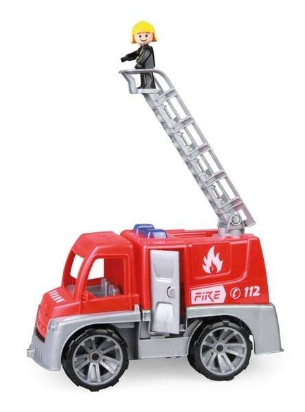 Simm 04457 - Truxx Feuerwehr Einsatzfahrzeug mit Spielfigur als Feuerwehrmann, Feuerwehrauto mit Rettungsleiter, Feuerwehrtransporter