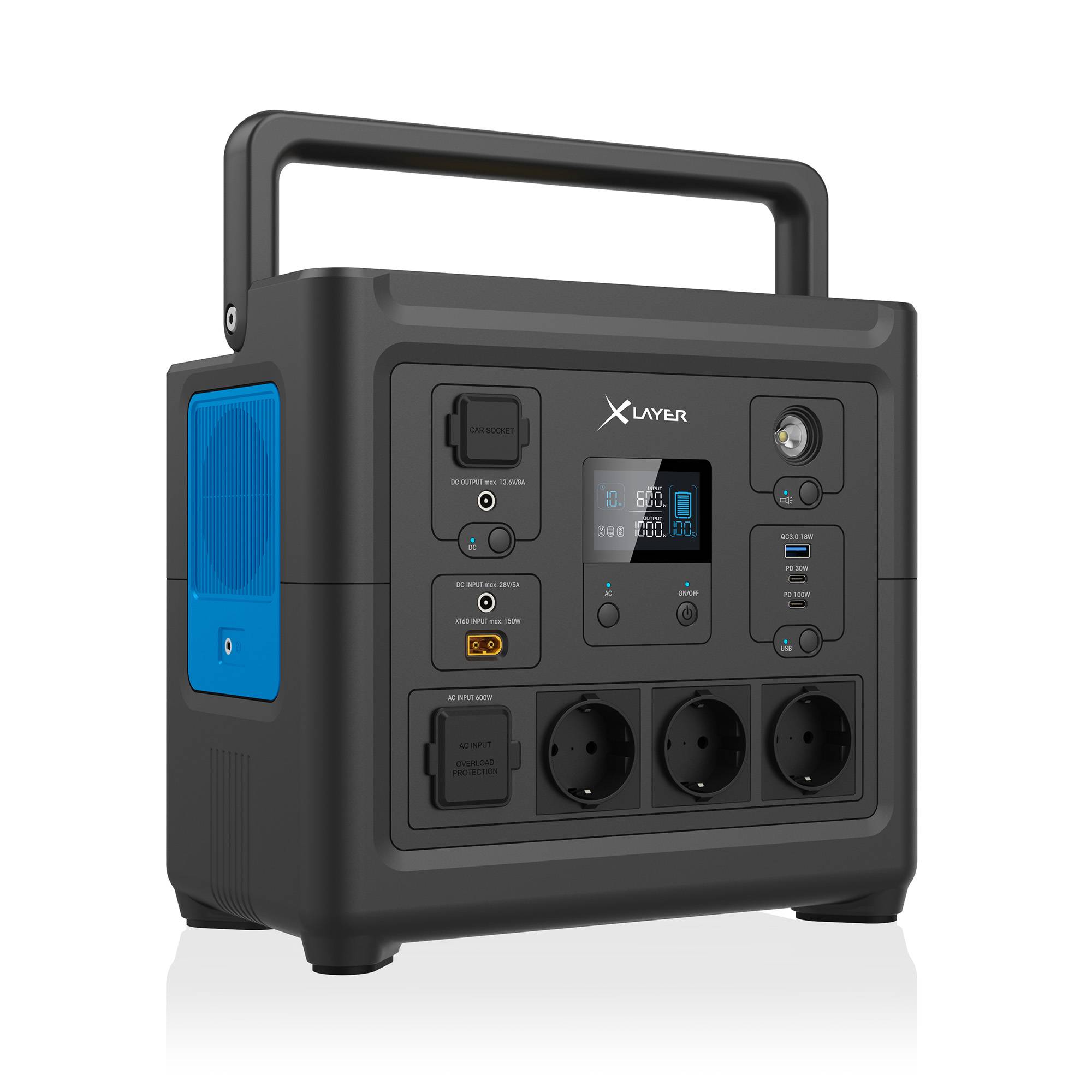 XLayer Mobile Powerstation 1.000W Black/Blue 835 Wh