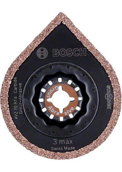 Tränenförmige Schleifscheibe mit 'Bosch'-Logo und '3 max'-Beschriftung. Zum Schneiden oder Schleifen verwendet. In den Farben Braun, Silber und Schwarz.