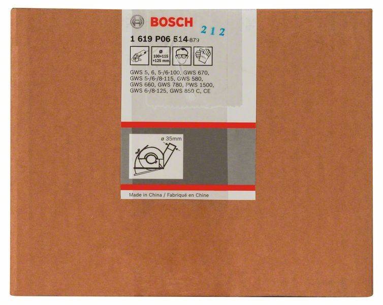 Bosch-Verpackung für ein Winkelschleifer-Zubehör, mit Anzeige der Produktmodellnummern und Größenspezifikationen: 35 mm Durchmesser. Hergestellt in China.