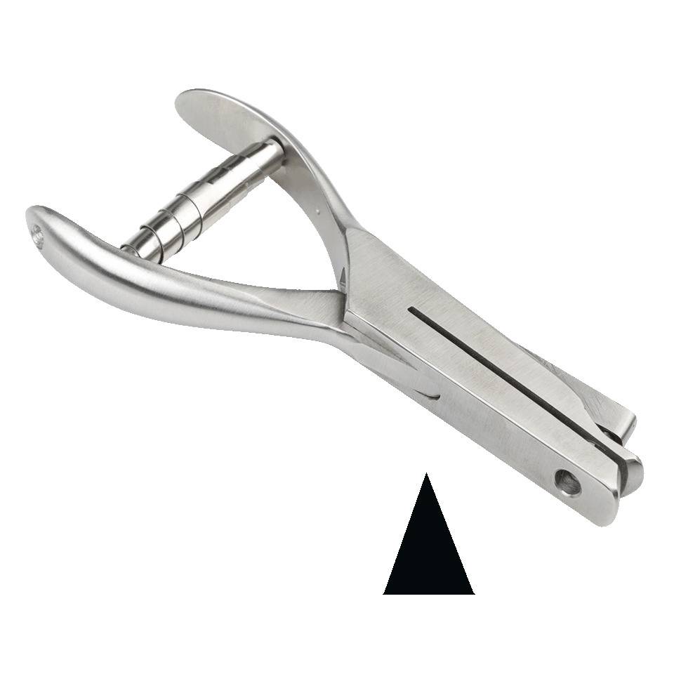 Lochzange, zum Markieren von Plaketten, Kerbform Dreieck, schmal, Maultiefe 48mm