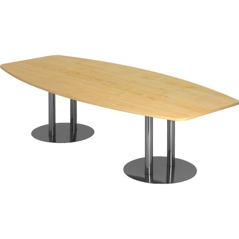 HAMMERBACHER Besprechungstisch MEETING, Bootsform, 2 Säulen Chrom, B x H x T: 2., Ahorn-Dekor
