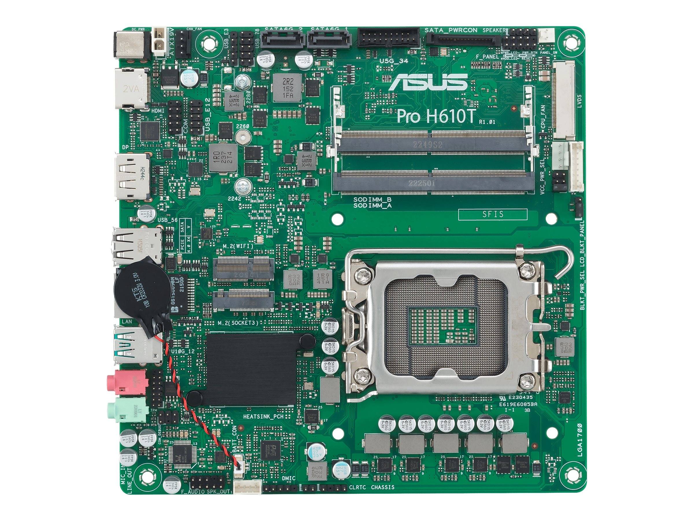 ASUS Pro H610T-CSM - Motherboard - Mini-ITX - LGA1700-Sockel - H610 Chipsatz - USB 3.2 Gen 1, USB 3.2 Gen 2 - Gigabit LA