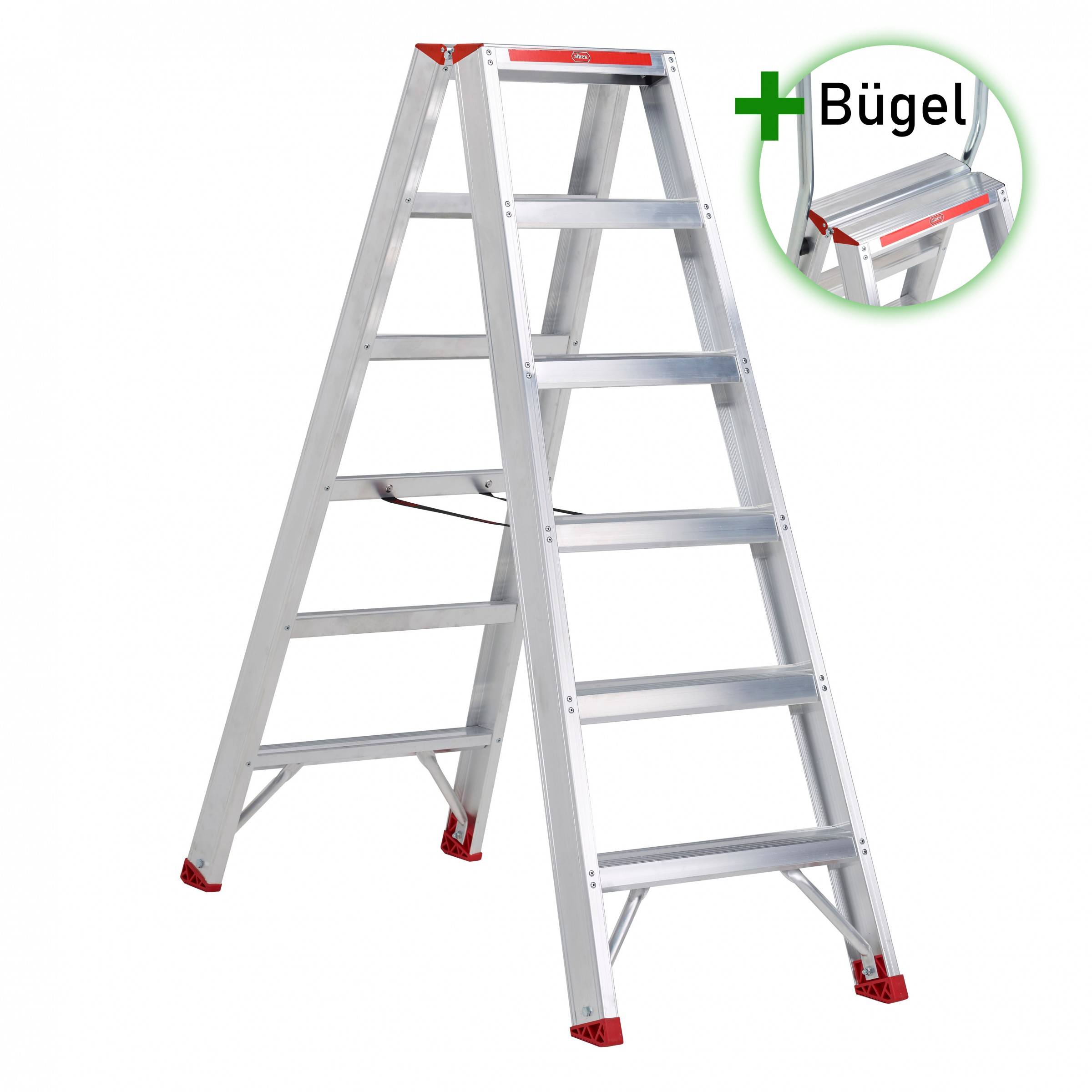 Altrex Sierra beidseitig begehbare Stufenstehleiter SDO 6 Stufen mit Bügel