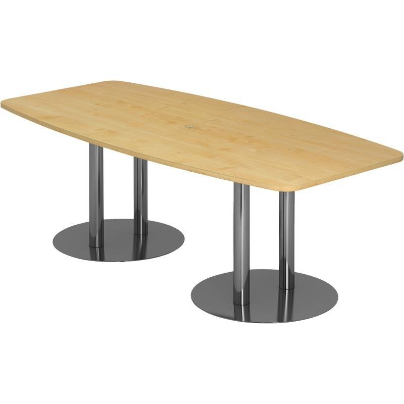 HAMMERBACHER Besprechungstisch MEETING, Bootsform, 2 Säulen Chrom, B x H x T: 2, Ahorn-Dekor