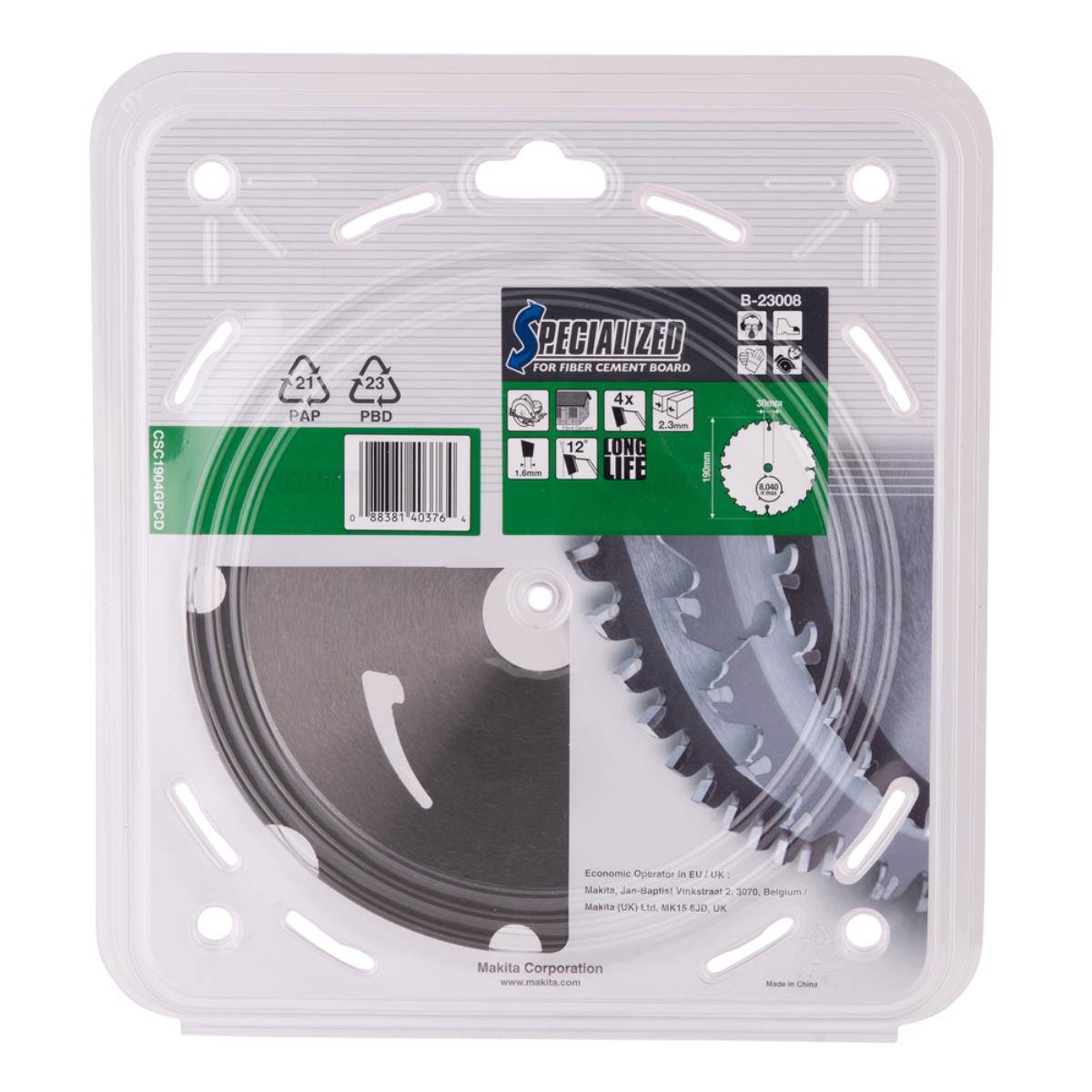 Makita Kreissägeblatt für Faserzement 190 x 20 x 2,3 mm • 4 Zähne