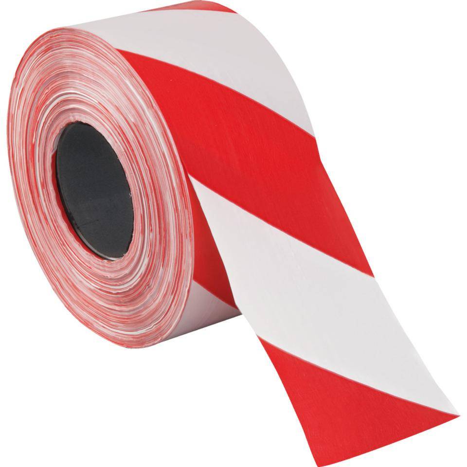 Absperrband Super, rot/weiß schraffiert, Polyethylen, 80mm, 500m/Rolle, ASR A1.3