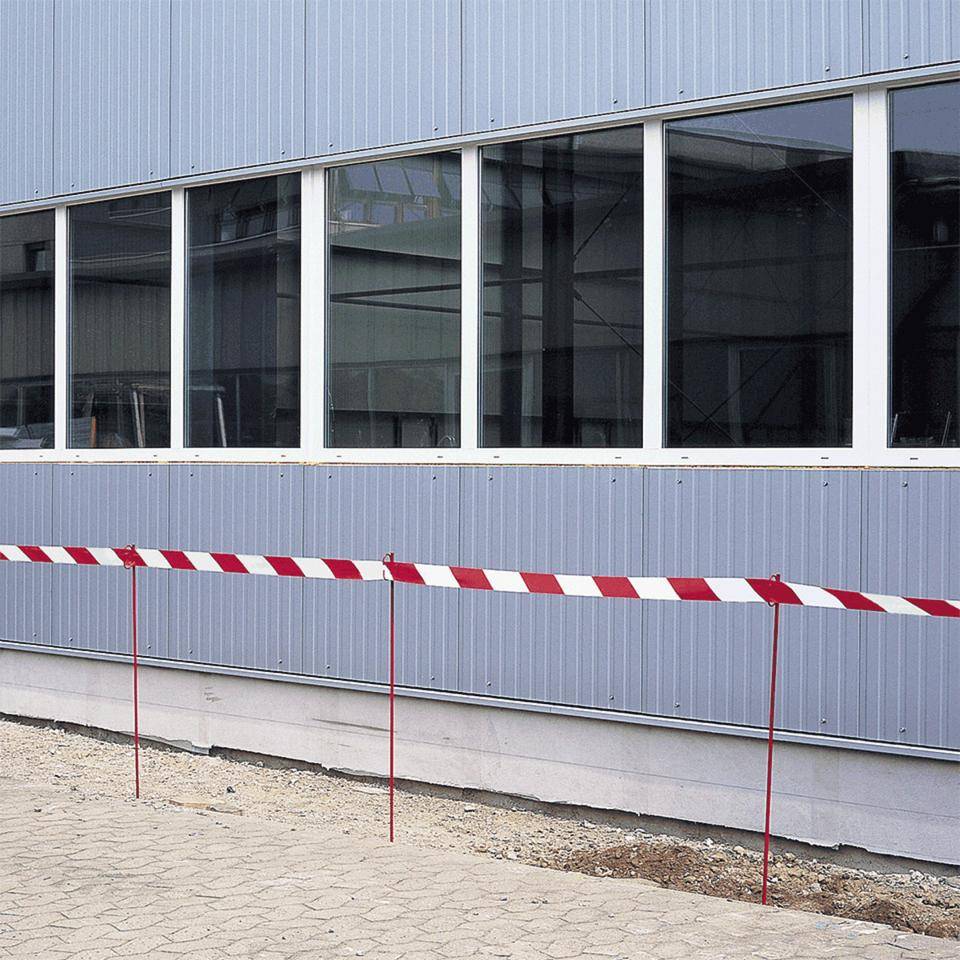 Absperrband Super, rot/weiß schraffiert, Polyethylen, 80mm, 500m/Rolle, ASR A1.3