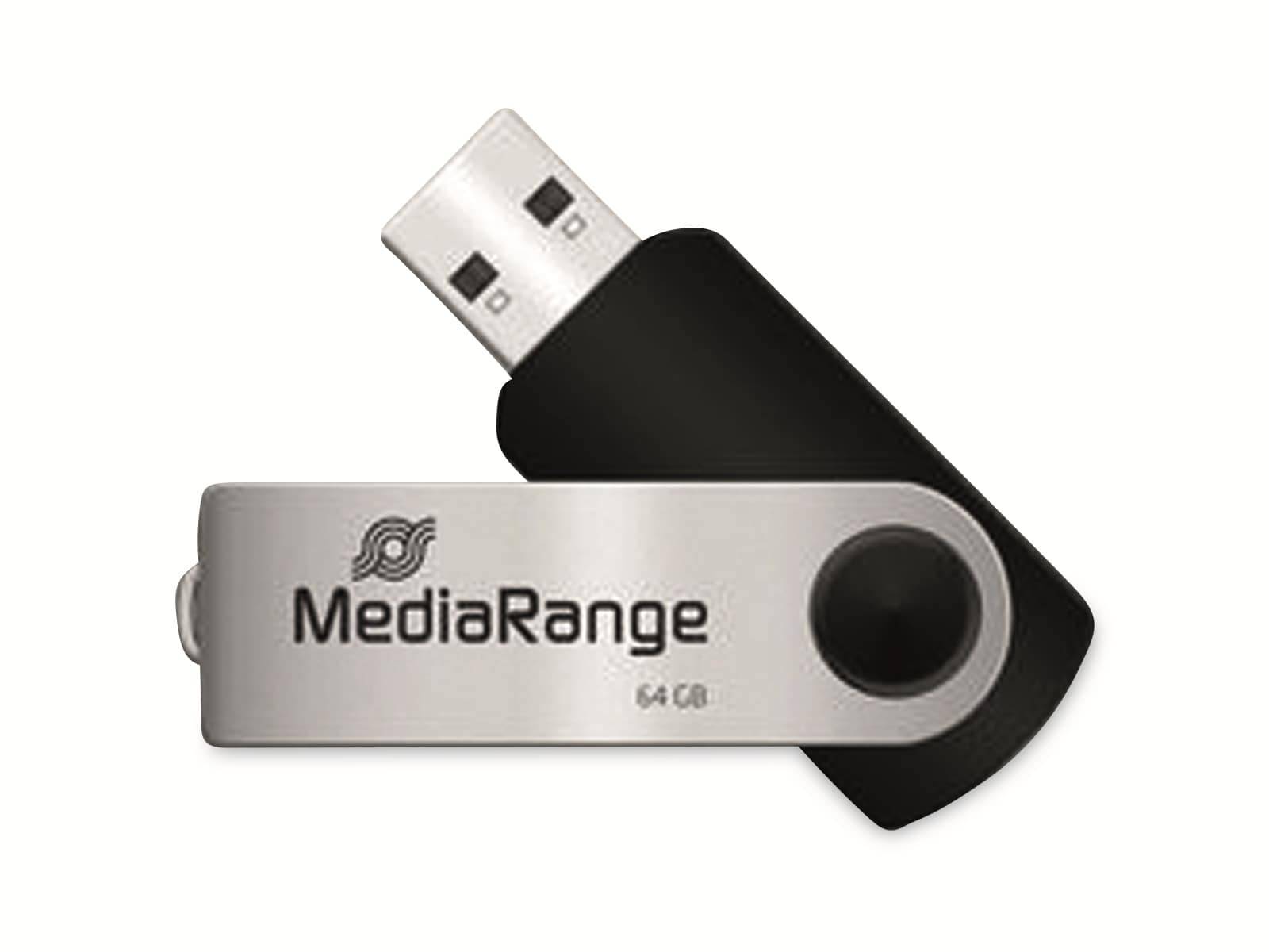 MEDIARANGE USB-Flash-Laufwerk - 64 GB - USB 2.0 - Schwarz/Silber