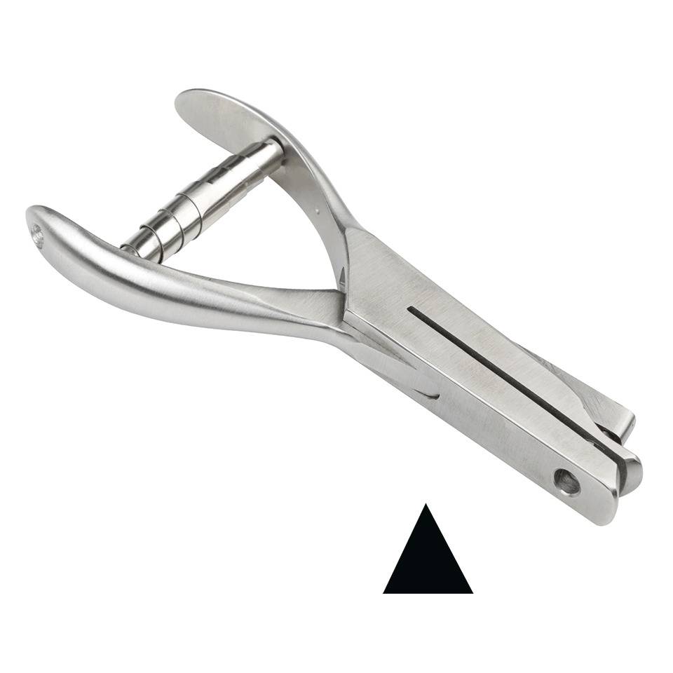 Lochzange, zum Markieren von Plaketten, Kerbform Dreieck, breit, Maultiefe 48mm
