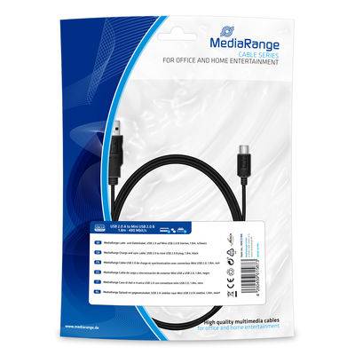 MediaRange MRCS188, 1,8 m, USB A, Mini-USB B, USB 2.0, 480 Mbit/s, Schwarz