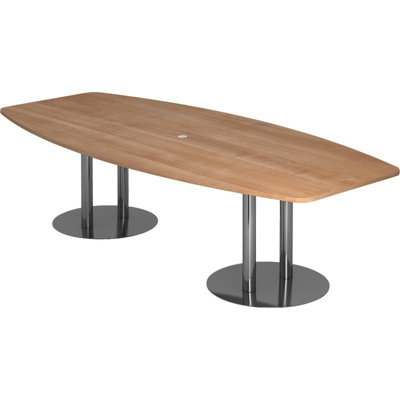 HAMMERBACHER Besprechungstisch MEETING, Bootsform, 2 Säulen Chrom, B x H x T: 2., Nussbaum-Dekor