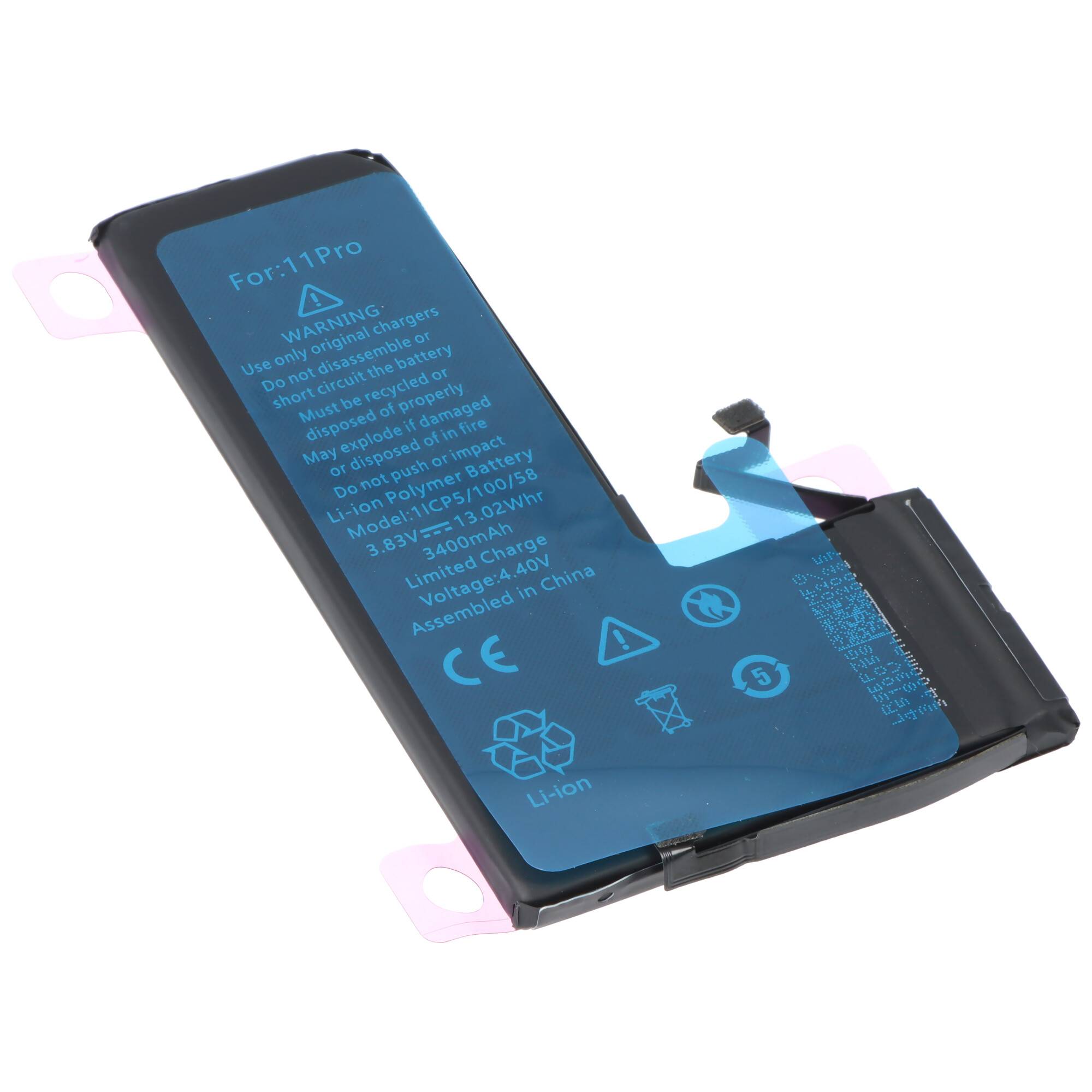 Akku passend für Apple iPhone 11 Pro, Li-Polymer, 3,83V, 3400mAh, 13,0Wh, high capacity, built-in, ohne Werkzeug