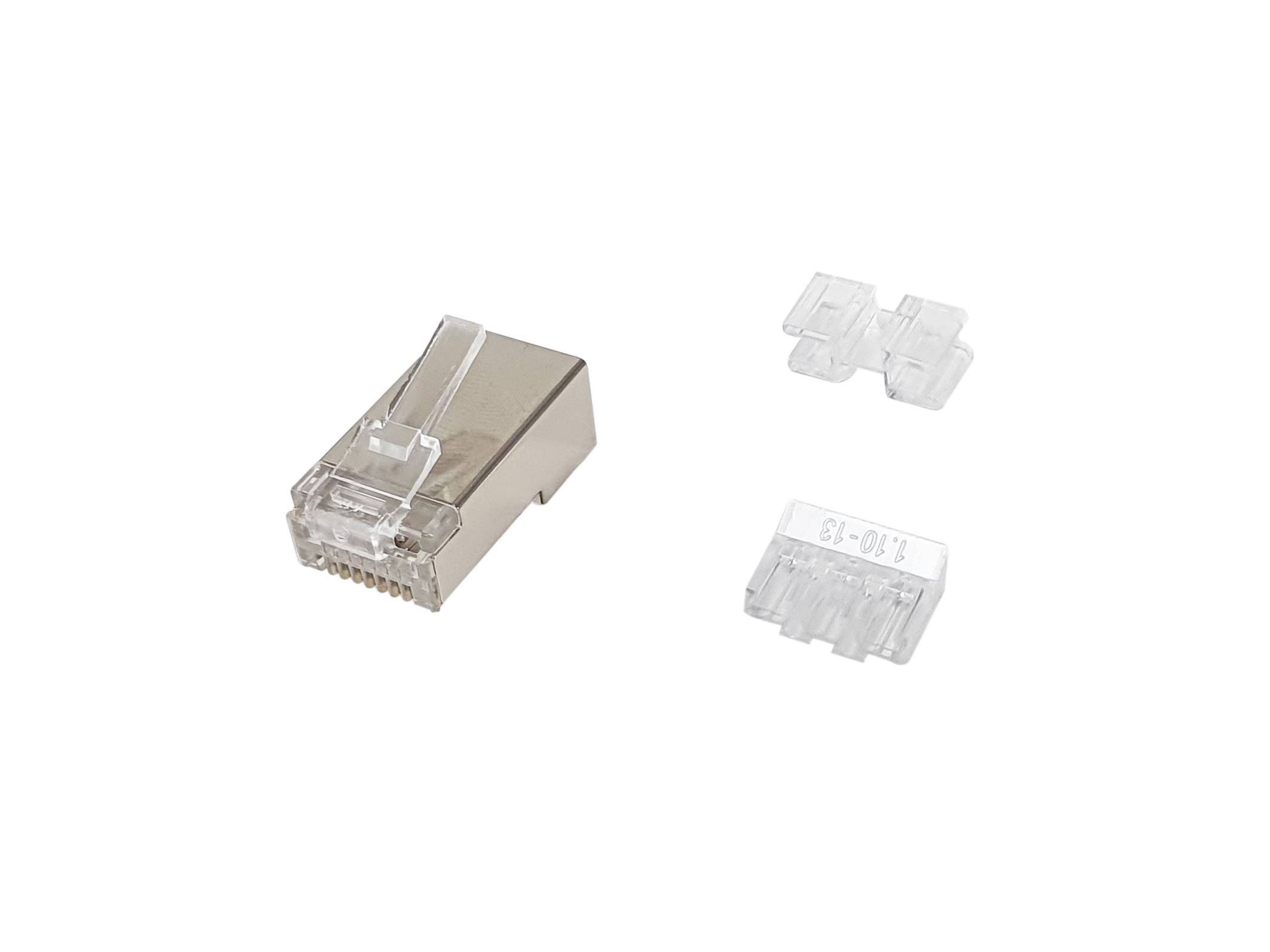 Equip Cat.6A RJ45 Geschirmter Stecker - 100 Stück pro Packung - RJ-45 - Satinierter Stahl - Transparent - Männlich - Gerade - Cat6a - Gold