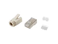Equip Cat.6A RJ45 Geschirmter Stecker-Satz, 100 Stück pro Packung, RJ-45, Edelstahl, Transparent, Weiß, Männlich, Gerade