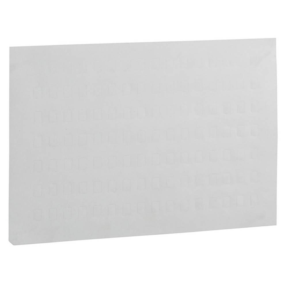 Ein leeres, graues rechteckiges Blatt mit einem dezenten Gitternetz aus kleinen Quadraten.