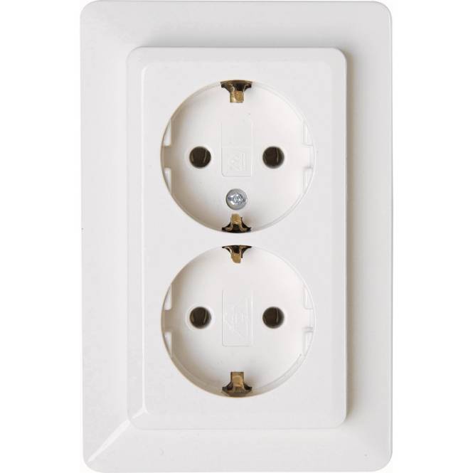 Kopp Schuko-Steckdose 2f 16A 917213007 Obj.2002 arktis-weiß Install.Baumaterial Schalter