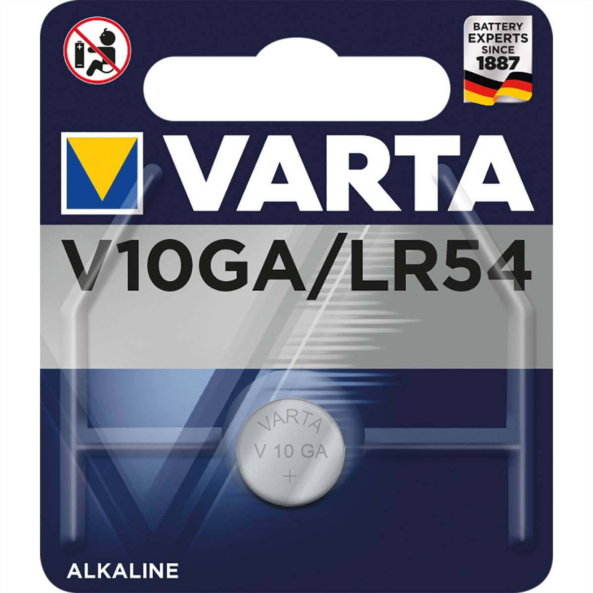 VARTA Alkaline Knopfzelle LR54, LR1130, V10GA, 1,5V, 50mAh Batterien/Akkus Rundzellen