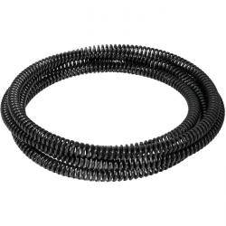 Ein schwarzes aufgerolltes Kabel, wahrscheinlich für elektrische oder Rohrleitungsanwendungen verwendet.