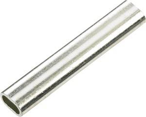 Eine glänzende, zylindrische Metallstange mit reflektierender Oberfläche, diagonal über einen einfarbigen Hintergrund geneigt.