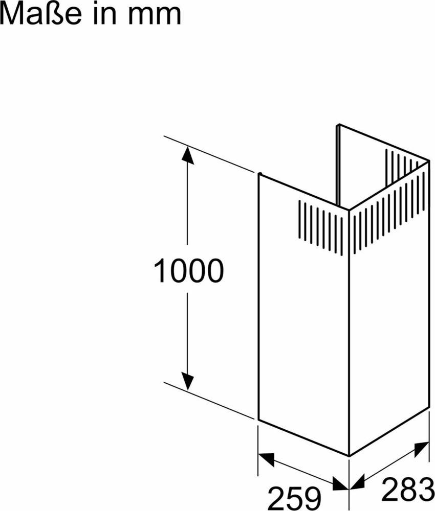 Eine rechtwinklige Ecke mit einer Höhe von 1000 Einheiten, mit vertikalen Schlitzen an einer Seite.