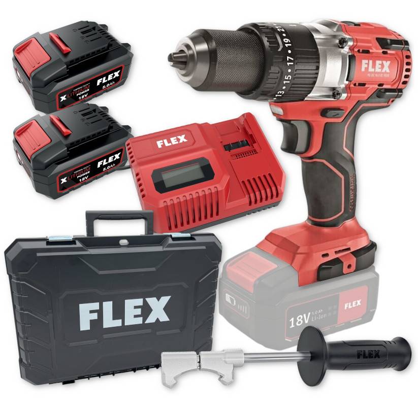 FLEX Akku-Schlagbohrschrauber 18V PD 2G 18.0-EC 5Ah 516171 + Schnellladegerät