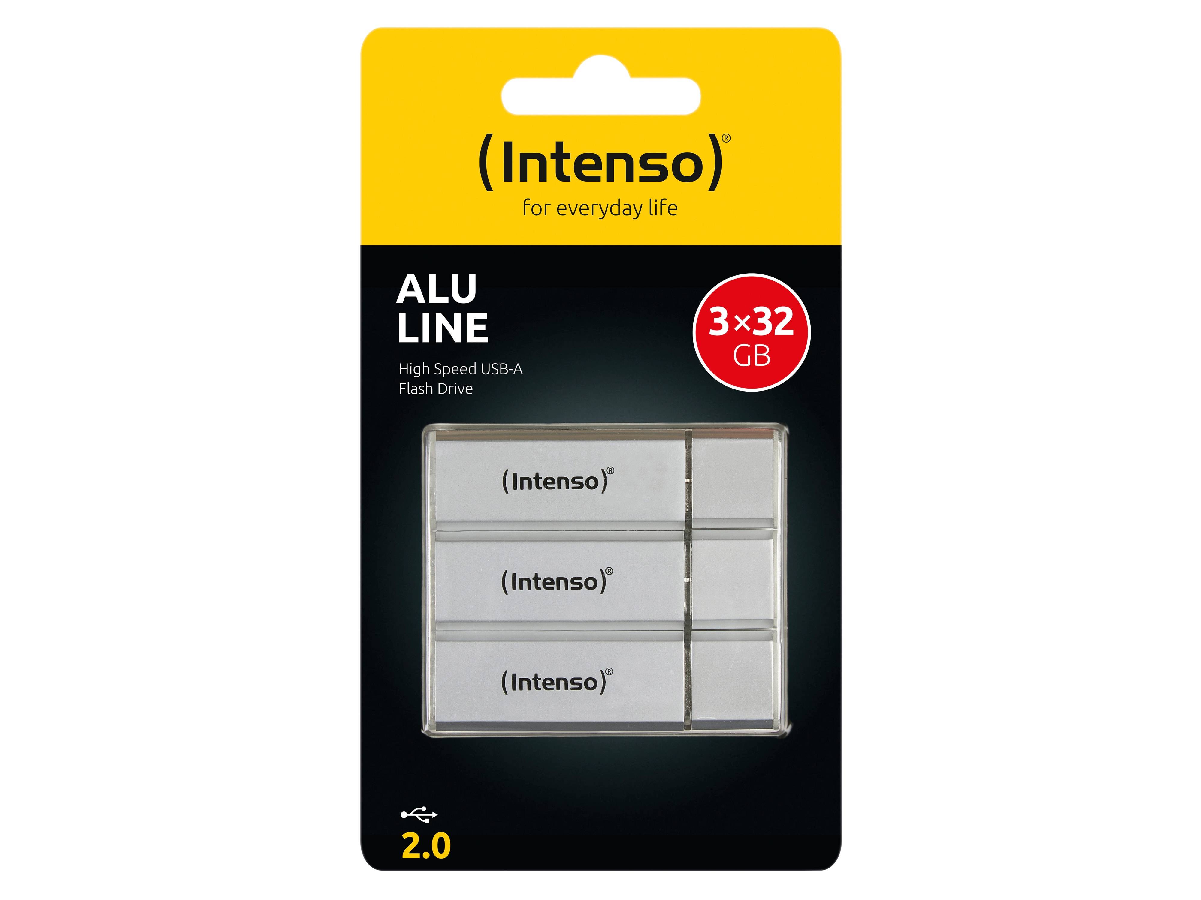 INTENSO USB-Stick Alu Line 3521483 USB 2.0 32GB 3er Pack silber