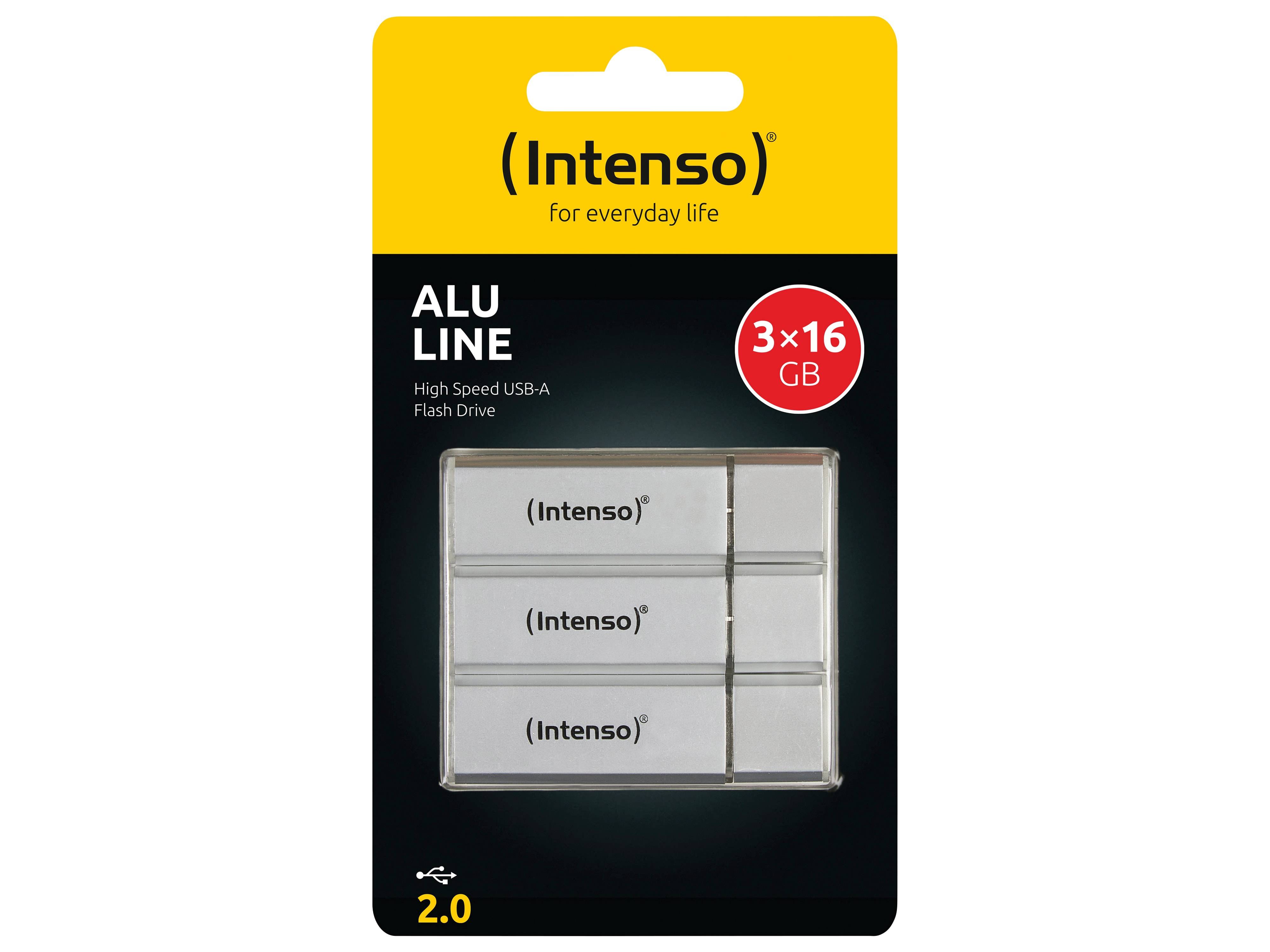 INTENSO USB-Stick Alu Line 3521473 USB 2.0 16GB 3erPack silber